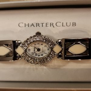 Silver and Ivory Rhinestone Watch